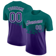 Load image into Gallery viewer, Custom Teal Purple-White Fade Geometric Splatter Fragmented Shards Performance T-Shirt
