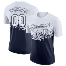Charger l'image dans la galerie, Custom White-Navy Fade Geometric Splatter Fragmented Shards Performance T-Shirt
