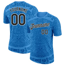 Load image into Gallery viewer, Custom Light Blue Black-White Tribal Ethnic Aztec Sun Stone 3D Pattern Performance T-Shirt
