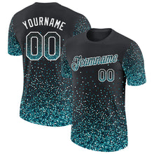 Load image into Gallery viewer, Custom Black Teal-White Colorful Sparkle Gradient Dots Performance T-Shirt
