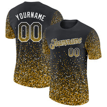 Load image into Gallery viewer, Custom Black Gold-White Colorful Sparkle Gradient Dots Performance T-Shirt
