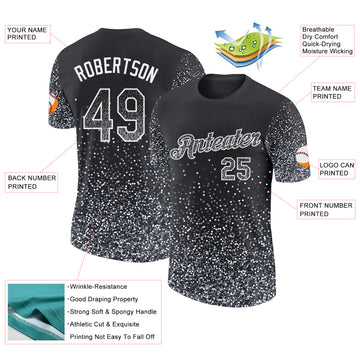Custom Black Gray-White Colorful Sparkle Gradient Dots Performance T-Shirt