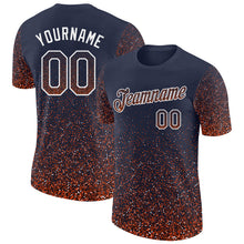 Load image into Gallery viewer, Custom Navy Orange-White Colorful Sparkle Gradient Dots Performance T-Shirt
