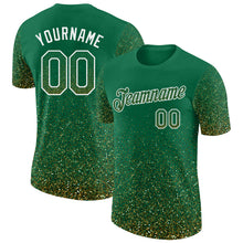 Load image into Gallery viewer, Custom Kelly Green Old Gold-White Colorful Sparkle Gradient Dots Performance T-Shirt
