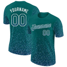 Load image into Gallery viewer, Custom Teal Light Blue-White Colorful Sparkle Gradient Dots Performance T-Shirt
