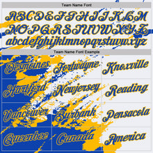 Load image into Gallery viewer, Custom White Thunder Blue-Gold Brush Stroke Shatter Splatter Performance T-Shirt
