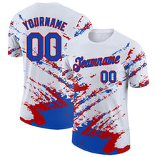 Load image into Gallery viewer, Custom White Thunder Blue-Red Brush Stroke Shatter Splatter Performance T-Shirt

