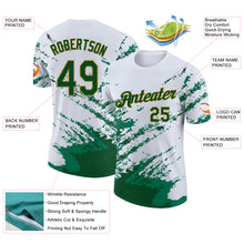 Load image into Gallery viewer, Custom White Green-Old Gold Brush Stroke Shatter Splatter Performance T-Shirt

