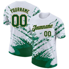 Load image into Gallery viewer, Custom White Green-Old Gold Brush Stroke Shatter Splatter Performance T-Shirt
