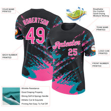 Загрузить изображение в средство просмотра галереи, Custom Black Pink Teal-White Brush Stroke Shatter Splatter Performance T-Shirt
