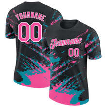 Загрузить изображение в средство просмотра галереи, Custom Black Pink Teal-White Brush Stroke Shatter Splatter Performance T-Shirt
