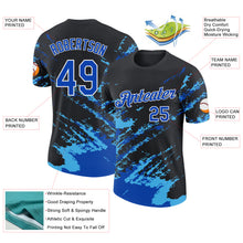Load image into Gallery viewer, Custom Black Thunder Blue Sky Blue-White Brush Stroke Shatter Splatter Performance T-Shirt
