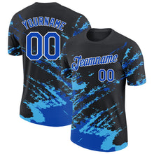 Load image into Gallery viewer, Custom Black Thunder Blue Sky Blue-White Brush Stroke Shatter Splatter Performance T-Shirt
