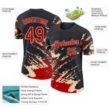 Загрузить изображение в средство просмотра галереи, Custom Black Red-Cream Brush Stroke Shatter Splatter Performance T-Shirt
