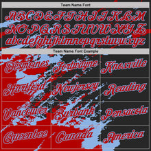 Загрузить изображение в средство просмотра галереи, Custom Black Red-Light Blue Brush Stroke Shatter Splatter Performance T-Shirt
