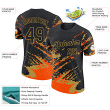 Load image into Gallery viewer, Custom Black Orange-Old Gold Brush Stroke Shatter Splatter Performance T-Shirt

