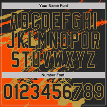 Load image into Gallery viewer, Custom Black Orange-Old Gold Brush Stroke Shatter Splatter Performance T-Shirt
