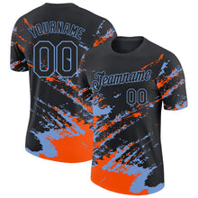 Load image into Gallery viewer, Custom Black Orange-Powder Blue Brush Stroke Shatter Splatter Performance T-Shirt
