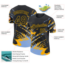 Load image into Gallery viewer, Custom Black Light Blue-Gold Brush Stroke Shatter Splatter Performance T-Shirt

