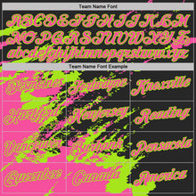Load image into Gallery viewer, Custom Black Pink-Neon Green Brush Stroke Shatter Splatter Performance T-Shirt
