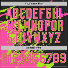 Load image into Gallery viewer, Custom Black Pink-Neon Green Brush Stroke Shatter Splatter Performance T-Shirt
