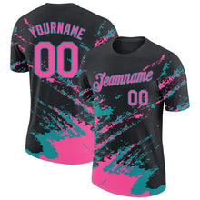 Load image into Gallery viewer, Custom Black Pink-Teal Brush Stroke Shatter Splatter Performance T-Shirt

