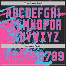 Load image into Gallery viewer, Custom Black Pink-Sky Blue Brush Stroke Shatter Splatter Performance T-Shirt
