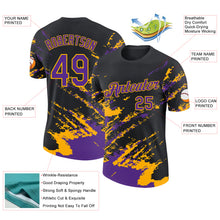 Load image into Gallery viewer, Custom Black Purple-Gold Brush Stroke Shatter Splatter Performance T-Shirt
