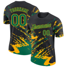 Load image into Gallery viewer, Custom Black Kelly Green-Gold Brush Stroke Shatter Splatter Performance T-Shirt

