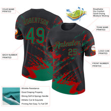Load image into Gallery viewer, Custom Black Kelly Green-Red Brush Stroke Shatter Splatter Performance T-Shirt
