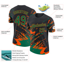 Load image into Gallery viewer, Custom Black Kelly Green-Orange Brush Stroke Shatter Splatter Performance T-Shirt

