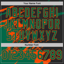 Load image into Gallery viewer, Custom Black Kelly Green-Orange Brush Stroke Shatter Splatter Performance T-Shirt
