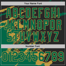 Load image into Gallery viewer, Custom Black Kelly Green-Old Gold Brush Stroke Shatter Splatter Performance T-Shirt
