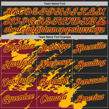 Load image into Gallery viewer, Custom Black Crimson-Gold Brush Stroke Shatter Splatter Performance T-Shirt
