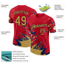 Load image into Gallery viewer, Custom Red Old Gold-Navy Brush Stroke Shatter Splatter Performance T-Shirt
