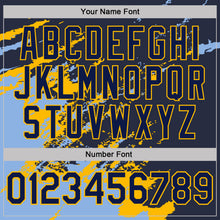 Load image into Gallery viewer, Custom Navy Light Blue-Gold Brush Stroke Shatter Splatter Performance T-Shirt
