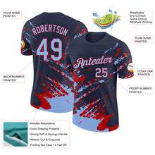Загрузить изображение в средство просмотра галереи, Custom Navy Light Blue-Red Brush Stroke Shatter Splatter Performance T-Shirt
