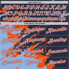 Load image into Gallery viewer, Custom Navy Light Blue-Orange Brush Stroke Shatter Splatter Performance T-Shirt
