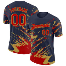 Load image into Gallery viewer, Custom Navy Red-Old Gold Brush Stroke Shatter Splatter Performance T-Shirt
