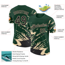 Load image into Gallery viewer, Custom Green Black-Cream Brush Stroke Shatter Splatter Performance T-Shirt
