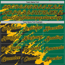 Load image into Gallery viewer, Custom Kelly Green Black-Gold Brush Stroke Shatter Splatter Performance T-Shirt
