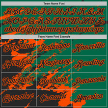 Load image into Gallery viewer, Custom Kelly Green Black-Orange Brush Stroke Shatter Splatter Performance T-Shirt
