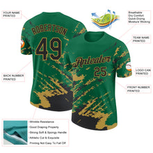 Load image into Gallery viewer, Custom Kelly Green Black-Old Gold Brush Stroke Shatter Splatter Performance T-Shirt
