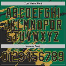 Load image into Gallery viewer, Custom Kelly Green Black-Old Gold Brush Stroke Shatter Splatter Performance T-Shirt
