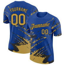 Загрузить изображение в средство просмотра галереи, Custom Royal Old Gold-Black Brush Stroke Shatter Splatter Performance T-Shirt
