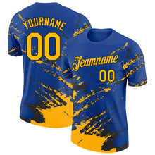 Load image into Gallery viewer, Custom Royal Gold-Black Brush Stroke Shatter Splatter Performance T-Shirt
