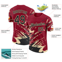 Загрузить изображение в средство просмотра галереи, Custom Crimson Black-Cream Brush Stroke Shatter Splatter Performance T-Shirt
