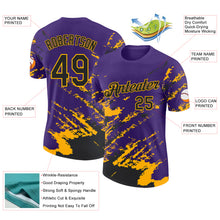 Load image into Gallery viewer, Custom Purple Black-Gold Brush Stroke Shatter Splatter Performance T-Shirt
