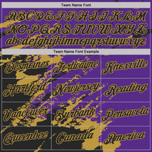 Загрузить изображение в средство просмотра галереи, Custom Purple Black-Old Gold Brush Stroke Shatter Splatter Performance T-Shirt
