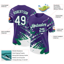 Load image into Gallery viewer, Custom Purple White-Kelly Green Brush Stroke Shatter Splatter Performance T-Shirt
